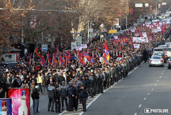 Armenian National Congress and Armenian People's Party hold a march.