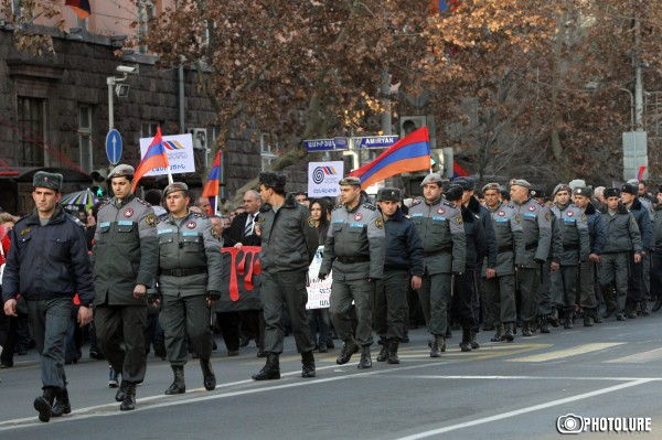 Armenian National Congress and Armenian People's Party hold a march.