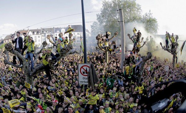 Borussia Dortmund Celebrate Winning Bundesliga and DFB Cup
