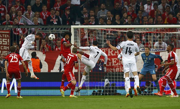 Real Madrid's Ramos scores against Bayern Munich during their Champions League semi-final second leg soccer match in Munich