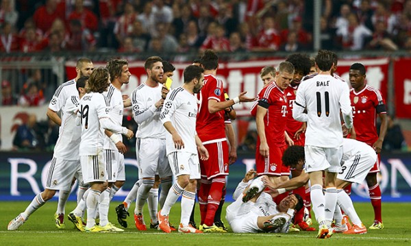 Real Madrid's Ronaldo lies injured on the pitch during their Champions League semi-final second leg soccer match against Bayern Munich in Munich