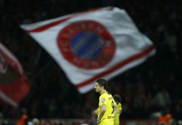 Borussia Dortmund's Lewandowski reacts after losing their German Cup (DFB Pokal) final soccer match against Bayern Munich in Berlin