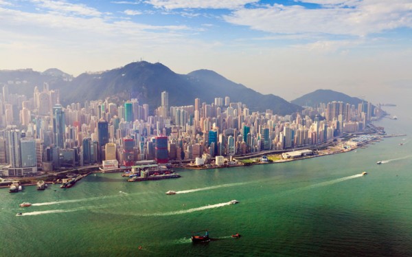 Cityscape of Hong Kong Island and Victoria Harbour, Hong Kong, China, Asia