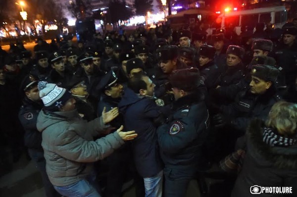 A protest action held at Freedom square, some people were arrested