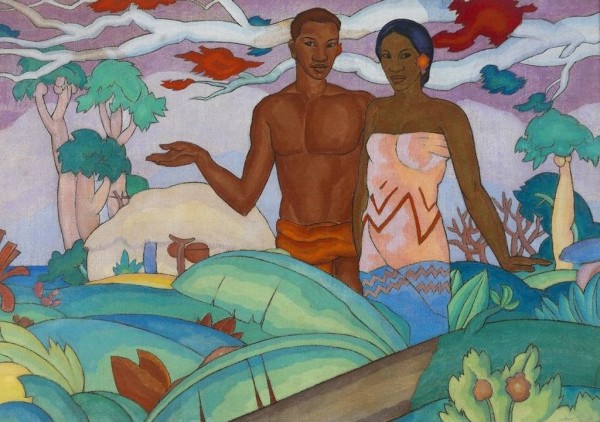 A._T._Manookian,_mural_'Hawaiian_Boy_and_Girl'