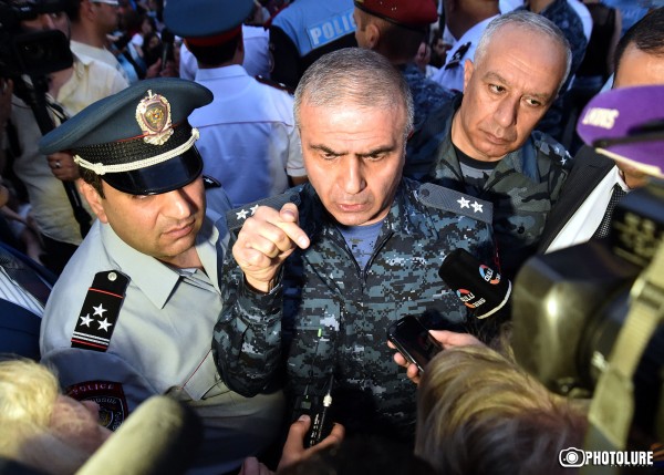 23/06/2015. YEREVAN, ARMENIA. Because of energy price increase in Armenia, clashes between protesting people and policemen happened during the protest march