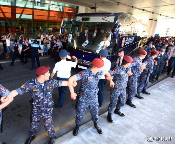 Hundreds of fans welcome Portugal national football team at Zvartnots airport in Yerevan, Armenia