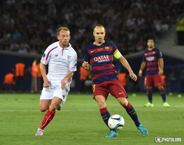 Spanish FC Barcelona vs FC Seville football match, in frames of UEFA Super Cup in Tbilisi, Georgia.