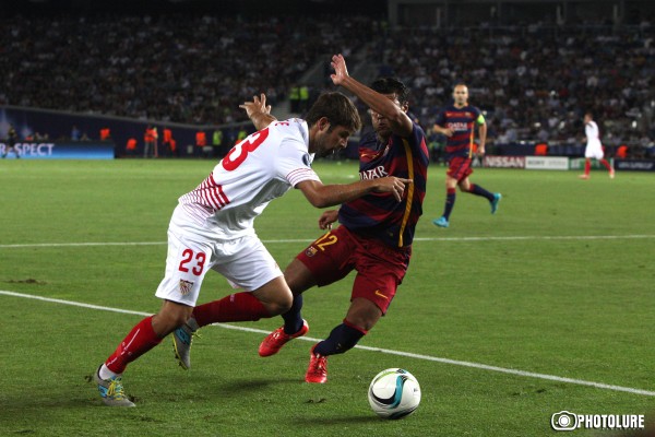 Spanish FC Barcelona vs FC Seville football match, in frames of UEFA Super Cup in Tbilisi, Georgia.