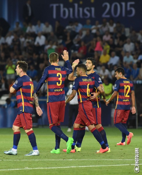 Spanish FC Barcelona vs FC Seville football match, in frames of UEFA Super Cup in Tbilisi, Georgia.