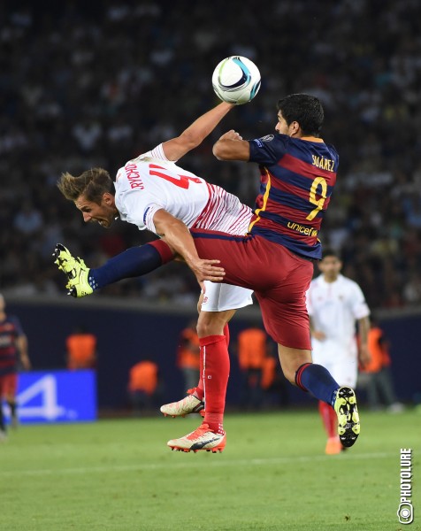 Spanish FC Barcelona vs FC Seville football match, in frames of UEFA Super Cup in Tbilisi, Georgia.