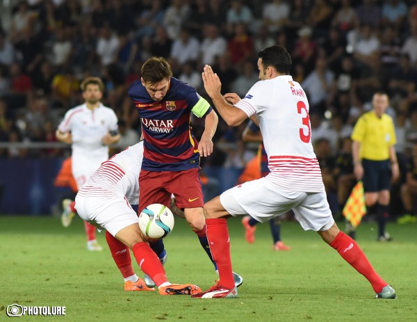 Spanish FC Barcelona vs FC Seville football match, in frames of UEFA Super Cup in Tbilisi, Georgia.