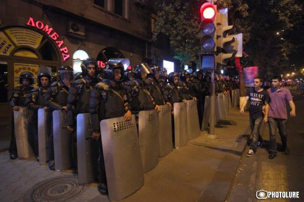 A protest sit-in against electricity price increase took place on Baghramyan Avenue in Yerevan, Armenia