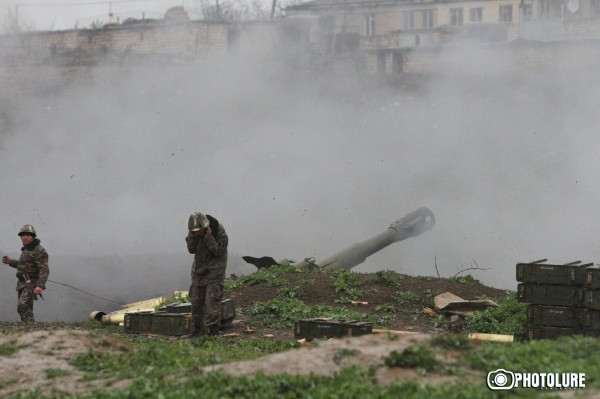 Armenian artillery position of the self-defense army of Nagorno-Karabakh in Martakert