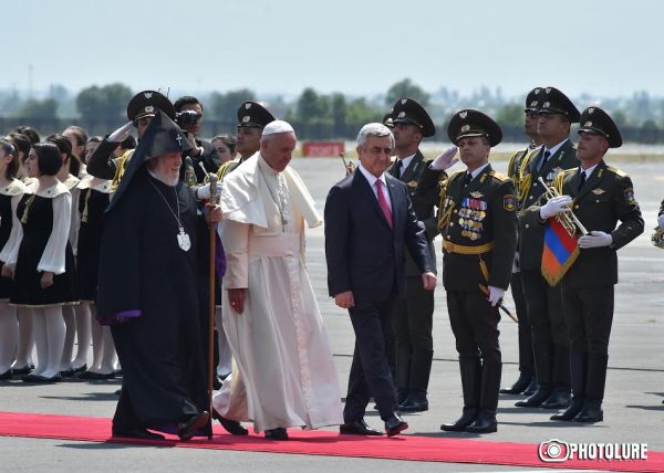 Welcome ceremony of Pope Francis at 'Zvartnots' international airport, Yerevan, Armenia 24 June 2016