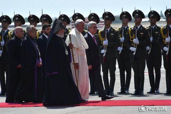 Welcome ceremony of Pope Francis at 'Zvartnots' international airport, Yerevan, Armenia 24 June 2016