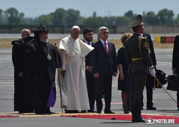 Welcome ceremony of Pope Francis at 'Zvartnots' international airport, Yerevan, Armenia 24 June 2016