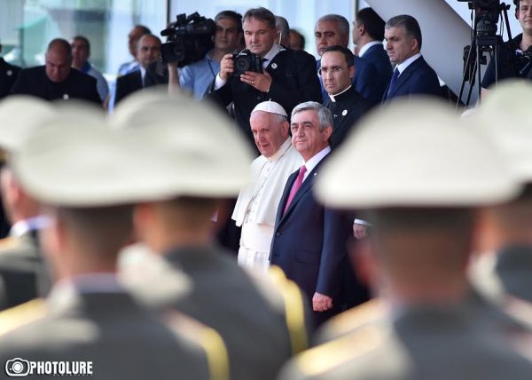 Welcome ceremony of Pope Francis at 'Zvartnots' international airport, Yerevan, Armenia 24 June 2016