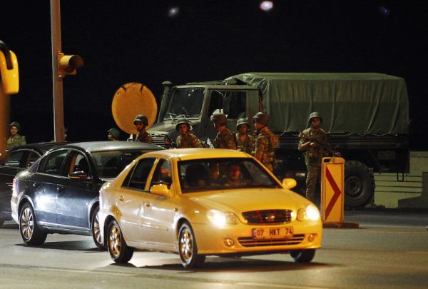 Turkish soldiers are seen on the Asian side of Istanbul, Friday, July 15, 2016. Turkey's prime minister says a group within Turkey's military has engaged in what appeared to be an attempted coup. Binali Yildirim told NTV television: "it is correct that there was an attempt." (AP Photo/Emrah Gurel)