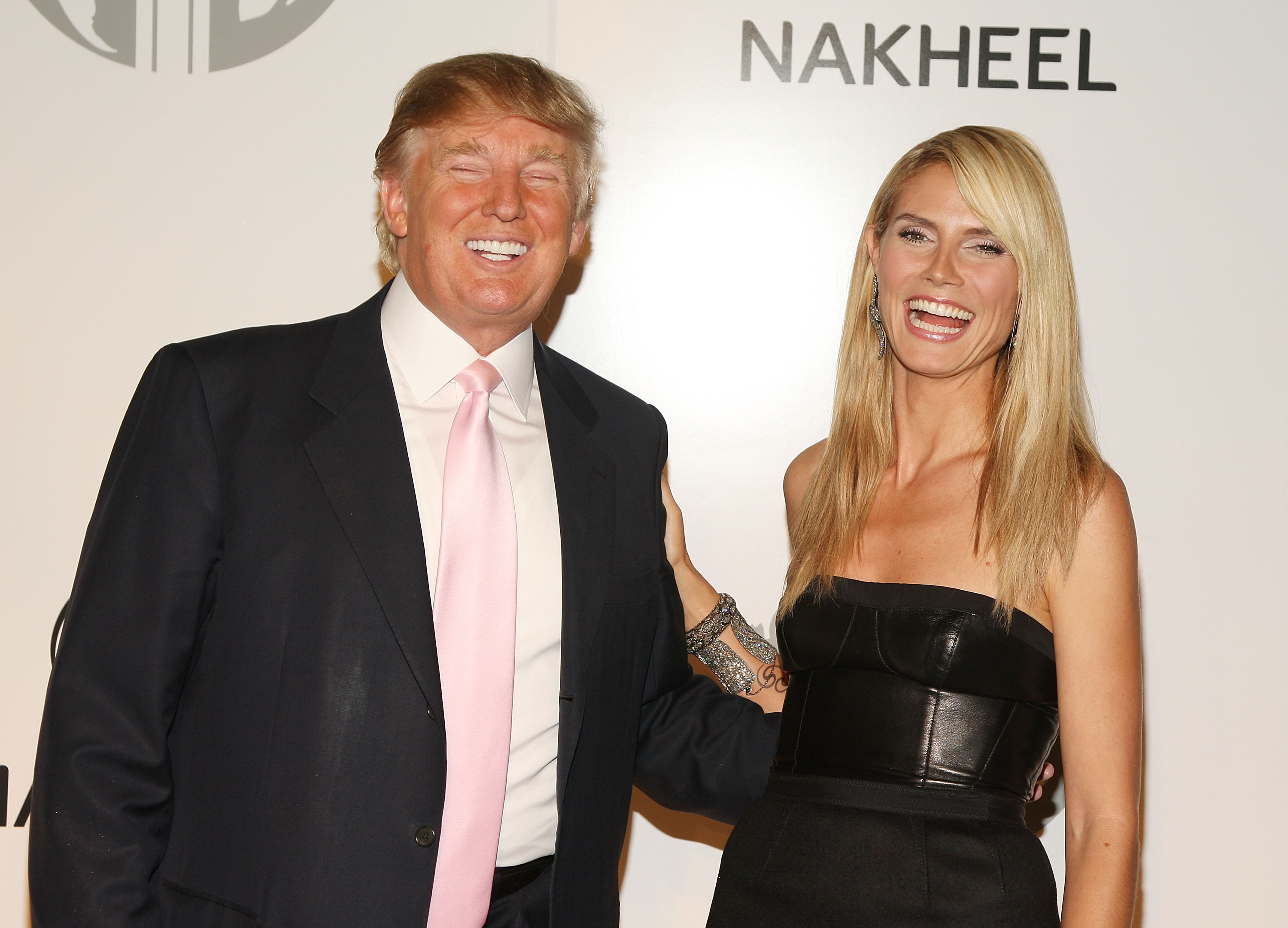 NEW YORK - JUNE 23: Mogul Donald Trump and model Heidi Klum attend the launch of Trump International Hotel and Tower Dubai on June 23, 2008 at the Park Avenue Plaza in New York City.(Photo by Stephen Lovekin/Getty Images)