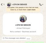 Քաղաքաշինության կոմիտեի նախագահի տեղակալ Արման Պետրոսյանի անունով WhatsApp հավելվածում բացվել են կեղծ օգտահաշիվներ